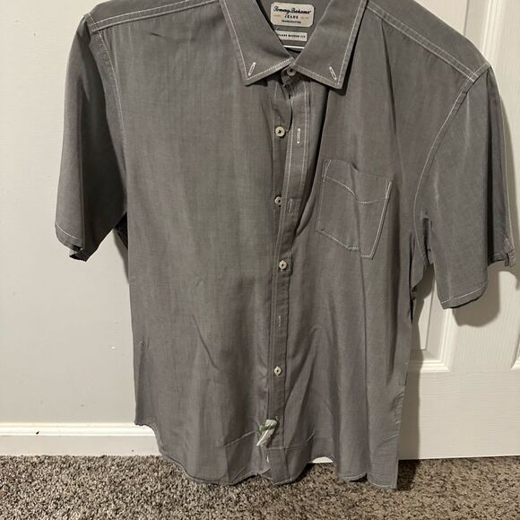 Tommy Bahama Gray & Peach Men's Shirt -Short Sleeve - Large Lot of 2 - Picture 1 of 10